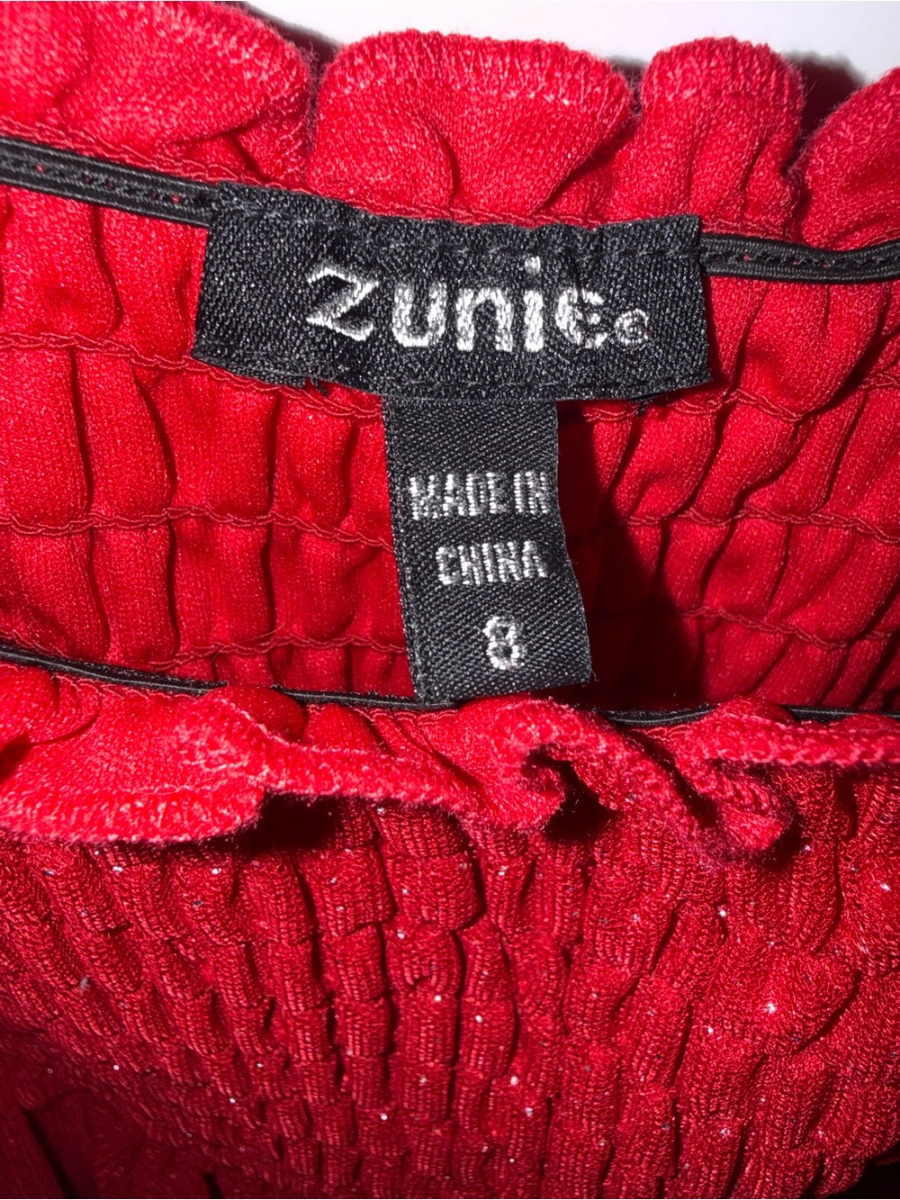 Zunie Red Glitter Tulle Smocked Christmas Parry Dress with Reindeer Sequins - Picture 4 of 4